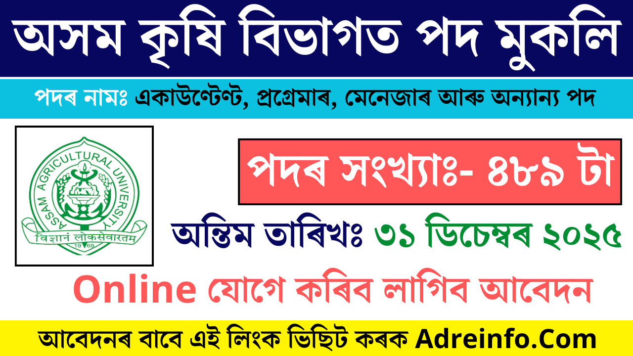 Assam Agriculture Recruitment